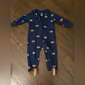 Carter's Navy Football Print Footed One-Piece